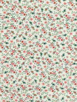 Creavea Tissu Popeline De Coton - Fleuris Rouge - Vendu Par 10 Cm