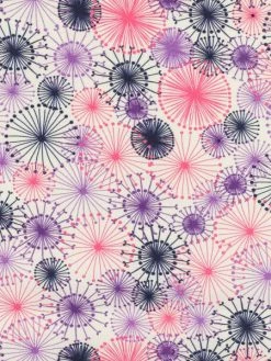 Creavea Tissu Popeline De Coton - Motifs Violets - Vendu Par 10 Cm