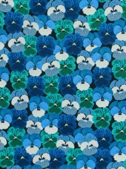 Creavea Tissu Popeline De Coton - Pensées Bleues - Vendu Par 10 Cm