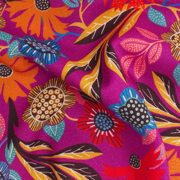 Creavea Tissu Rayonne Dashwood Gardenia - Fleurs Colorées - Fond Rose Fuchsia - Par 10 Cm 3 Creavea Tissu Rayonne Dashwood Gardenia - Fleurs Colorées - Fond Rose Fuchsia - Par 10 Cm – Image 3