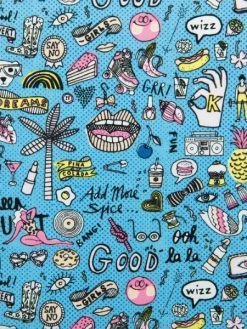 Rico Design Tissu Rico - Cool Girls - Fond Bleu Néon - Coton - Par 10 Cm (sur Mesure)