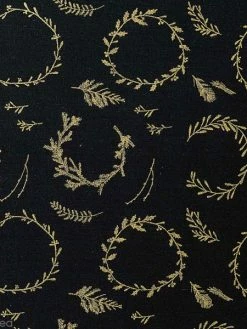 Rico Design Tissu Rico - Couronnes Dorées - Fond Noir - Coton - Par 10 Cm (sur Mesure)
