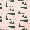 Rico Design Tissu Rico - Double Gaze De Coton - Motifs Verts Sur Fond Rose - Par 10 Cm (sur Mesure)