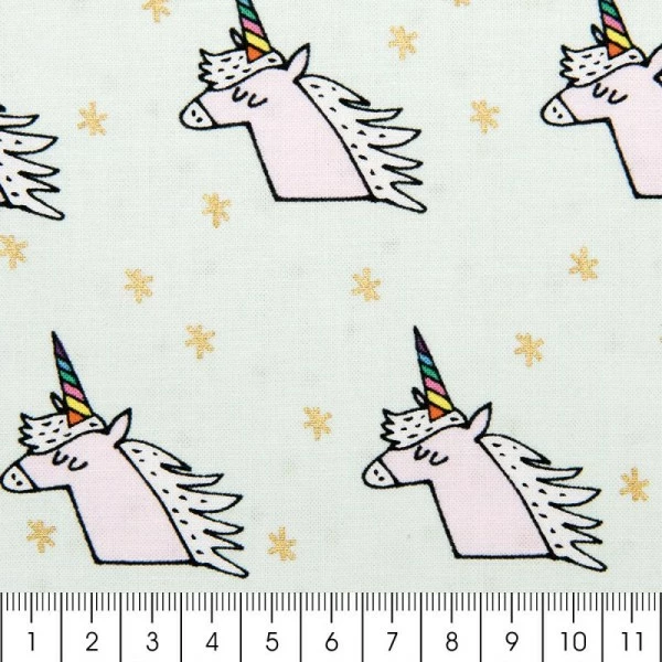 Rico Design Tissu Rico Toile Cirée - Licornes - Fond Vert Menthe Et Or - Par 10 Cm (sur Mesure) 2 Rico Design Tissu Rico Toile Cirée - Licornes - Fond Vert Menthe Et Or - Par 10 Cm (sur Mesure) – Image 2