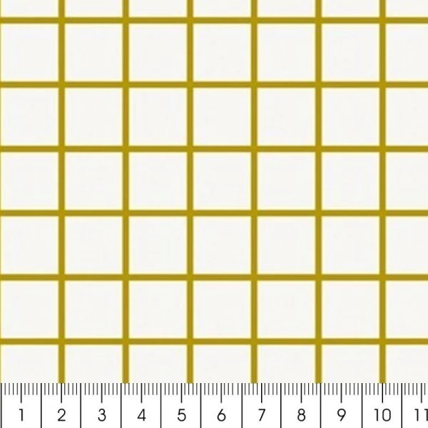 Rico Design Tissu Rico - Toile De Jouy - Petits Carreaux Dorés - Fond Blanc - Par 10 Cm (sur Mesure) 2 Rico Design Tissu Rico - Toile De Jouy - Petits Carreaux Dorés - Fond Blanc - Par 10 Cm (sur Mesure) – Image 2
