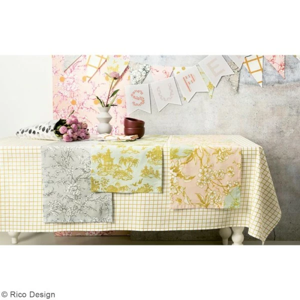 Rico Design Tissu Rico - Toile De Jouy - Petits Carreaux Dorés - Fond Blanc - Par 10 Cm (sur Mesure) 5 Rico Design Tissu Rico - Toile De Jouy - Petits Carreaux Dorés - Fond Blanc - Par 10 Cm (sur Mesure) – Image 5