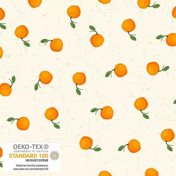 Tissu Stof Fabrics - Citronella Bloom - Mandarine - Par 10 Cm 1 Tissu Stof Fabrics - Citronella Bloom - Mandarine - Par 10 Cm