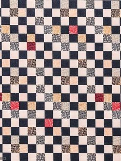 Rico Design Tissu Toile Coton à La Coupe - Carreaux Crème Et Noirs Sur Fond - Détails Fluo - Par 10 Cm