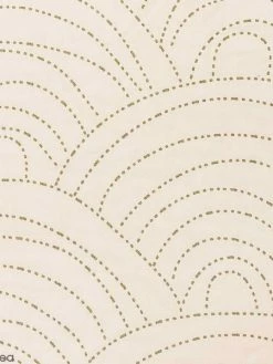 Rico Design Tissu Toile Coton à La Coupe - Vagues Géométriques Sur Fond Beige - Détails Dorés - Par 10 Cm