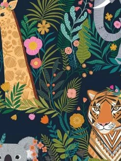 Tissu Toile Coton Dashwood - Our Planet Savane Bleu Marine - Vendu Par 10 Cm