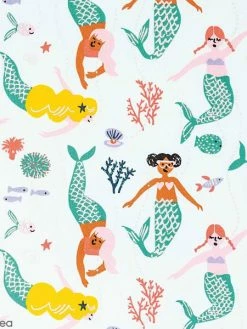 Rico Design Toile Cirée à La Coupe - Sirènes Sur Fond Bleu Clair - Détails Métallisés - Par 10 Cm