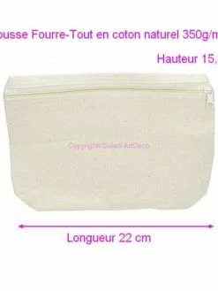 Artif Trousse Fourre-Tout En Coton Naturel 350g/m², Fourreau Haut. 15,5cm X Long. 22cm, à Décorer